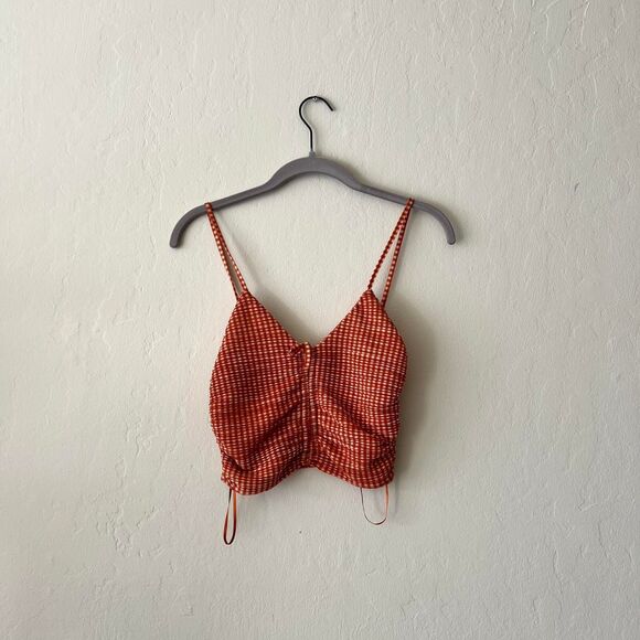 Zara Tops - Zara Women's Orange and Red Crop-top
